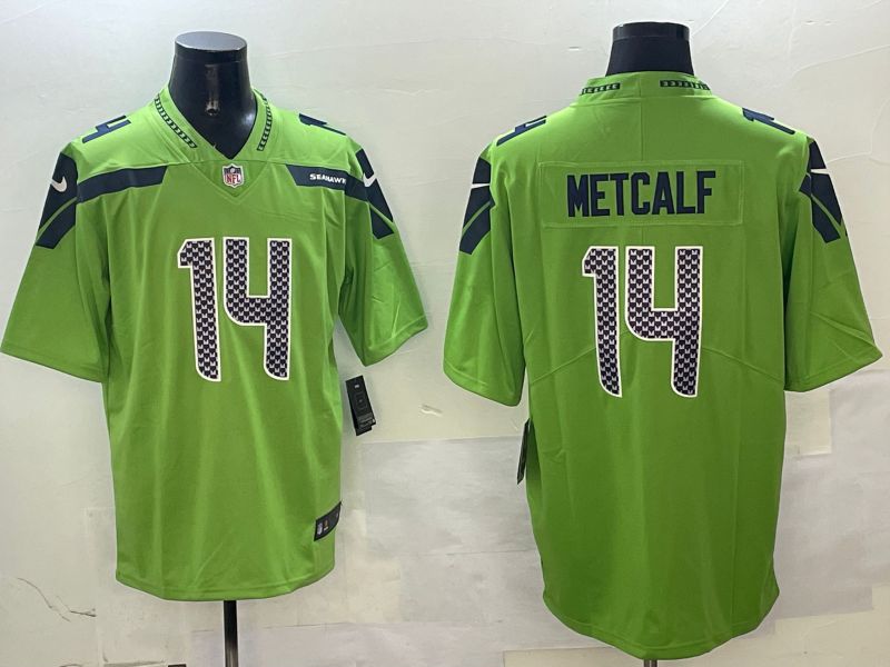 Men Seattle Seahawks #14 Metcalf Green Second generation 2025 Nike Limited NFL Jersey style 1
